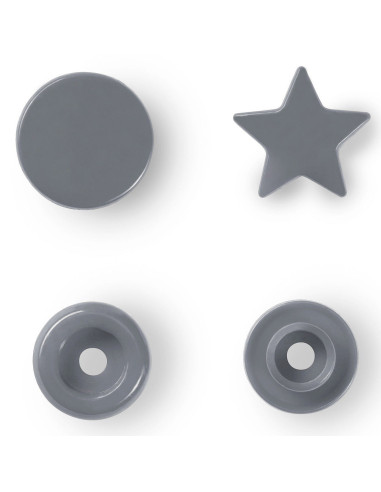 Conjunto de 30 botões de pressão Color Snaps Estrelas 12,4 mm - Cinza prata