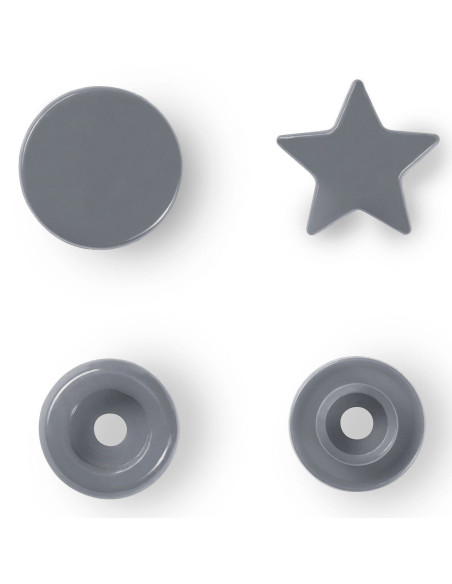 Conjunto de 30 botões de pressão Color Snaps Estrelas 12,4 mm - Cinza prata