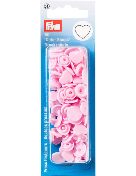 Conjunto de 30 botões de pressão Color Snaps Corações 12,4 mm - Rosa