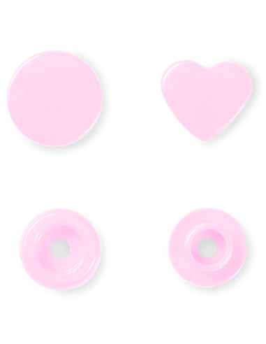 Conjunto de 30 botões de pressão Color Snaps Corações 12,4 mm - Rosa