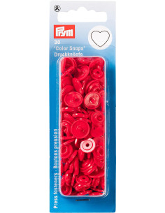 Conjunto de 30 botões de pressão Color Snaps Corações 12,4 mm - Vermelho