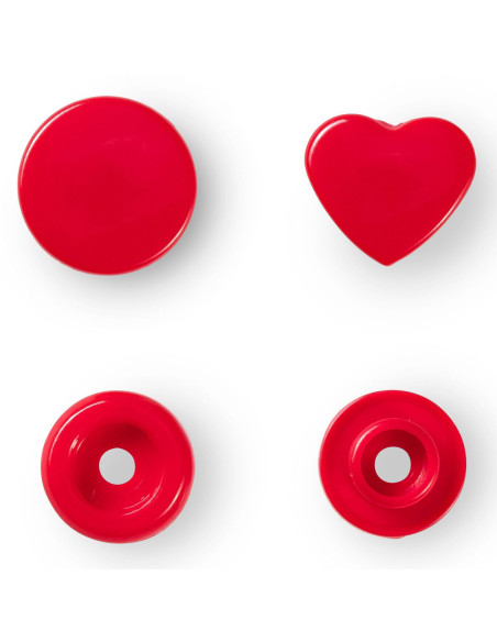 Conjunto de 30 botões de pressão Color Snaps Corações 12,4 mm - Vermelho