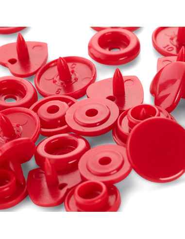 Conjunto de 30 botões de pressão Color Snaps Corações 12,4 mm - Vermelho