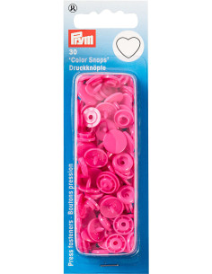 Conjunto de 30 botões de pressão Color Snaps Corações 12,4 mm - Fúcsia