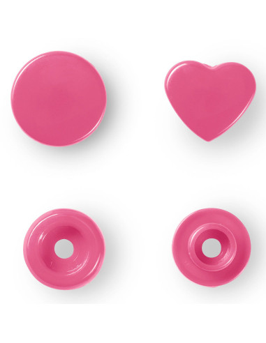 Conjunto de 30 botões de pressão Color Snaps Corações 12,4 mm - Fúcsia