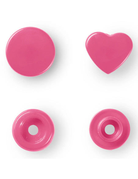 Conjunto de 30 botões de pressão Color Snaps Corações 12,4 mm - Fúcsia