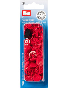 Conjunto de 21 botões de pressão Color Snaps Flores 13,6 mm - Vermelho