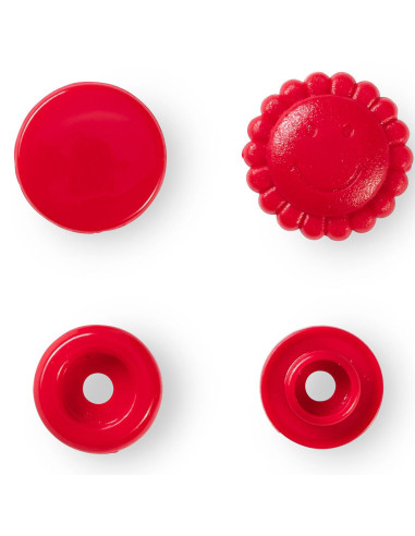 Conjunto de 21 botões de pressão Color Snaps Flores 13,6 mm - Vermelho