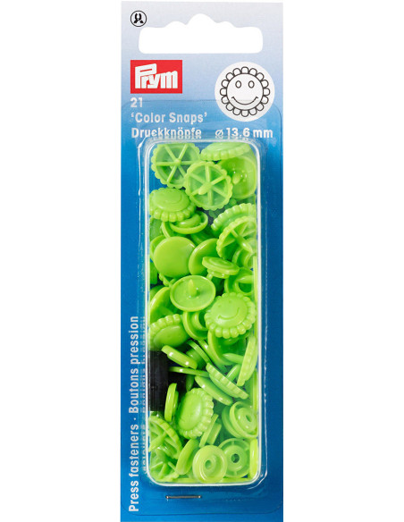 Conjunto de 21 botões de pressão Color Snaps Flores 13,6 mm - Verde