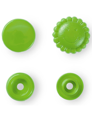 Conjunto de 21 botões de pressão Color Snaps Flores 13,6 mm - Verde