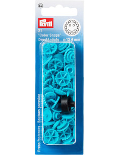 Conjunto de 21 botões de pressão Color Snaps Flores 13,6 mm - Turquesa