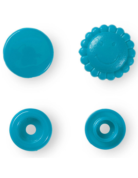 Conjunto de 21 botões de pressão Color Snaps Flores 13,6 mm - Turquesa
