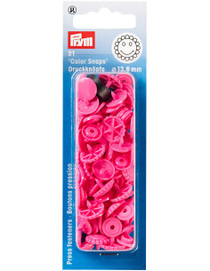 Conjunto de 21 botões de pressão Color Snaps Flores 13,6 mm - Fúcsia