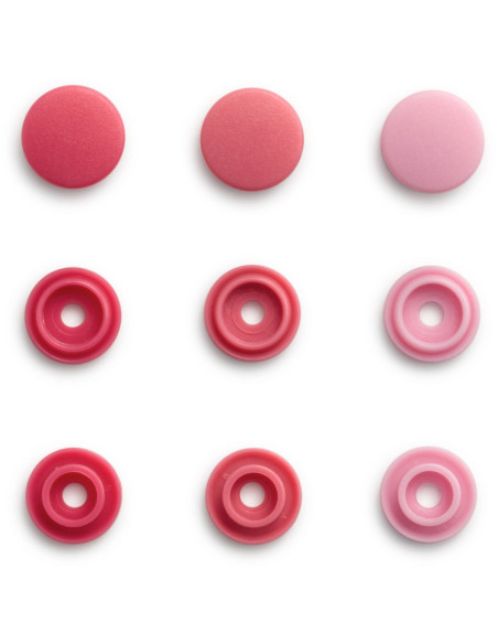 Conjunto de 36 botões de pressão Color Snaps Mini 9 mm - Tons de Rosa