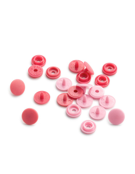 Conjunto de 36 botões de pressão Color Snaps Mini 9 mm - Tons de Rosa