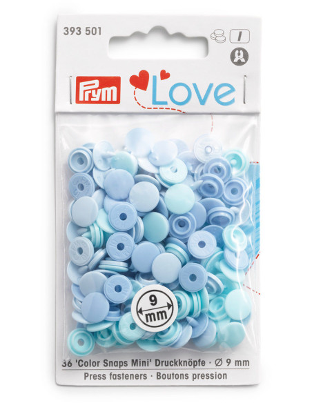 Conjunto de 36 botões de pressão Color Snaps Mini 9 mm - Tons de Azul