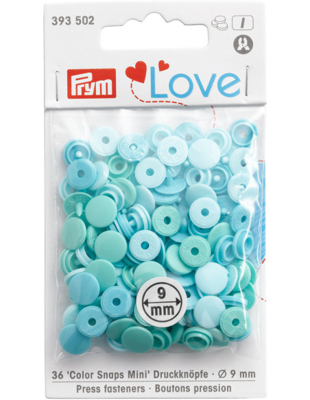Conjunto de 36 botões de pressão Color Snaps Mini 9 mm - Tons de Verde