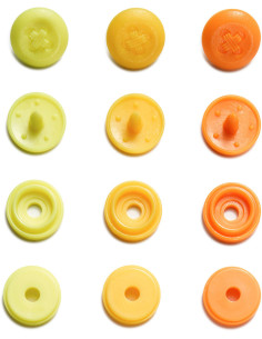 Conjunto de 36 botões de pressão Color Snaps Mini 9 mm Óptico - Amarelo, amarelo alaranjado e laranja 2