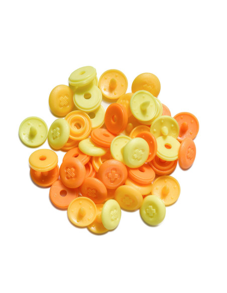 Conjunto de 36 botões de pressão Color Snaps Mini 9 mm Óptico - Amarelo, amarelo alaranjado e laranja
