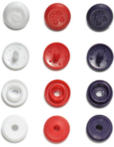 Conjunto de 36 botões de pressão Color Snaps Mini 9 mm Óptico - Azul, branco e vermelho 2