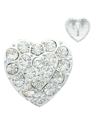 Botão de strass coração 19 mm