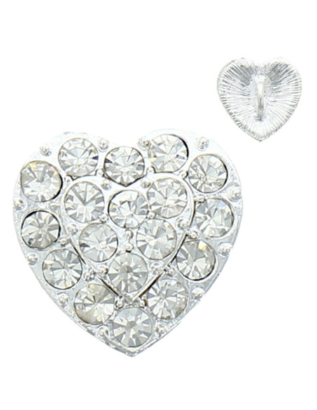 Botão de strass coração 19 mm