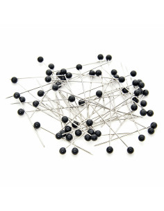 Tubo de vidro com 60 alfinetes extrafinos com cabeça de plástico - Preto 2