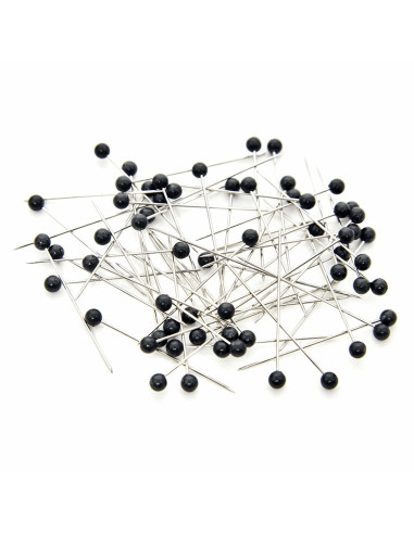 Tubo de vidro com 60 alfinetes extrafinos com cabeça de plástico - Preto
