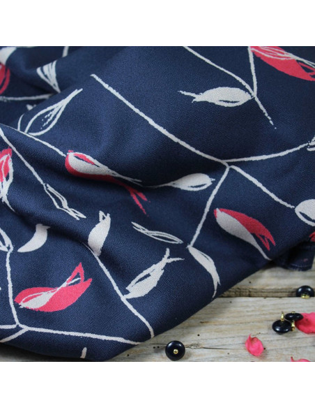 Tecido crepe de viscose Avena azul atlântico - Églantine & Zoé