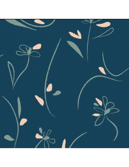 Tecido sarja de viscose Bloom azul petróleo - Églantine & Zoé