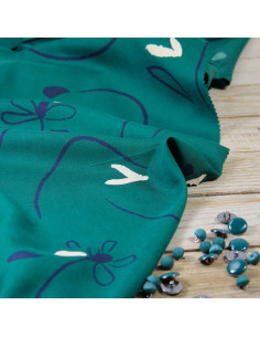Tecido sarja de viscose Bloom verde esmeralda - Églantine & Zoé