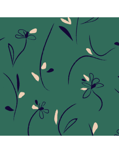 Tecido sarja de viscose Bloom verde esmeralda - Églantine & Zoé