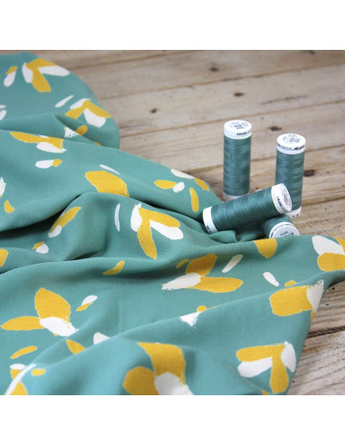 Tecido popeline de viscose Pétali verde sálvia - Églantine & Zoé