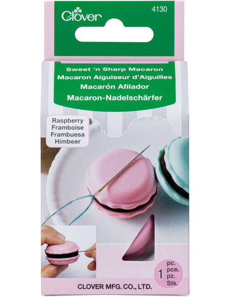 Afiador de agulhas e porta-agulhas de macaron - Framboesa