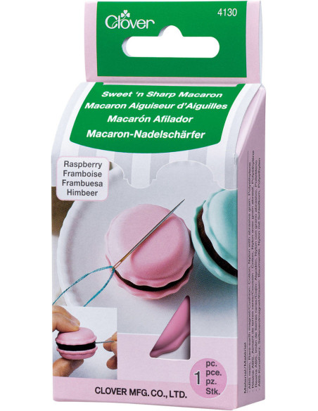 Afiador de agulhas e porta-agulhas de macaron - Framboesa