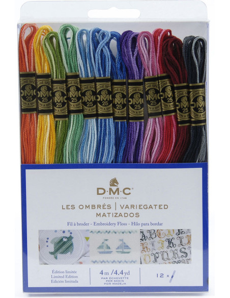 Pack de 12 meadas de fios para bordar mouliné DMC - Os sombreados
