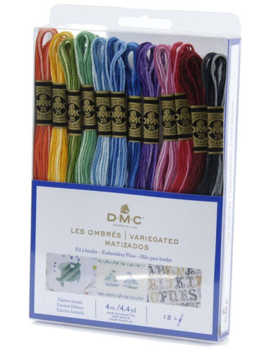 Pack de 12 meadas de fios para bordar mouliné DMC - Os sombreados
