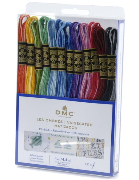 Pack de 12 meadas de fios para bordar mouliné DMC - Os sombreados