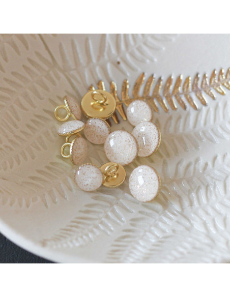 Botão de botina com glitter dourado - Branco sujo