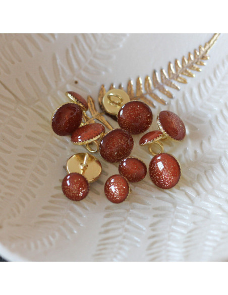 Botina com lantejoulas douradas - Caramelo