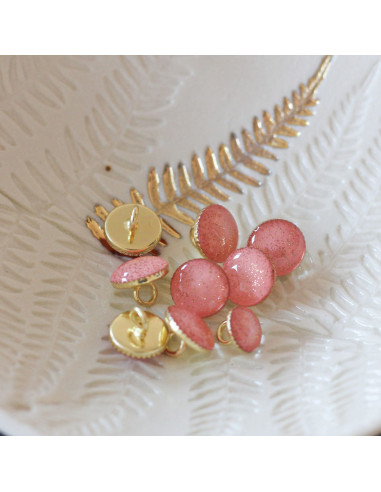 Botão de botina dourado com lantejoulas - Coral