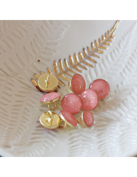 Botão de botina dourado com lantejoulas - Coral