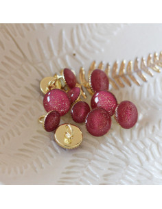 Botão de botina com glitter dourado - Fúcsia