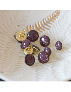 Botão de botina com lantejoulas douradas - Roxo