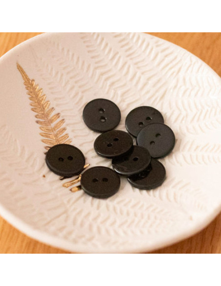 Botão de madrepérola plano com 2 furos - Preto