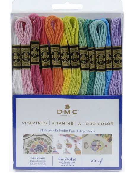 Pack de 24 meadas de fios para bordar mouliné DMC - Os vitaminados