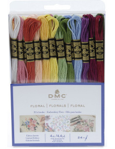 Pack de 24 meadas de fios para bordar mouliné DMC - Floral
