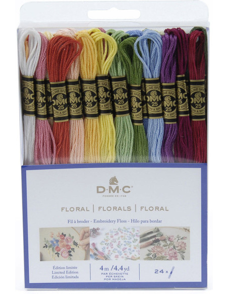 Pack de 24 meadas de fios para bordar mouliné DMC - Floral