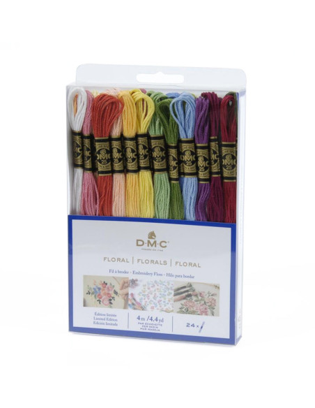 Pack de 24 meadas de fios para bordar mouliné DMC - Floral