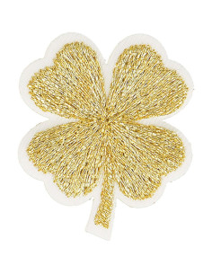 Emblema termocolante trevo lurex - Ouro